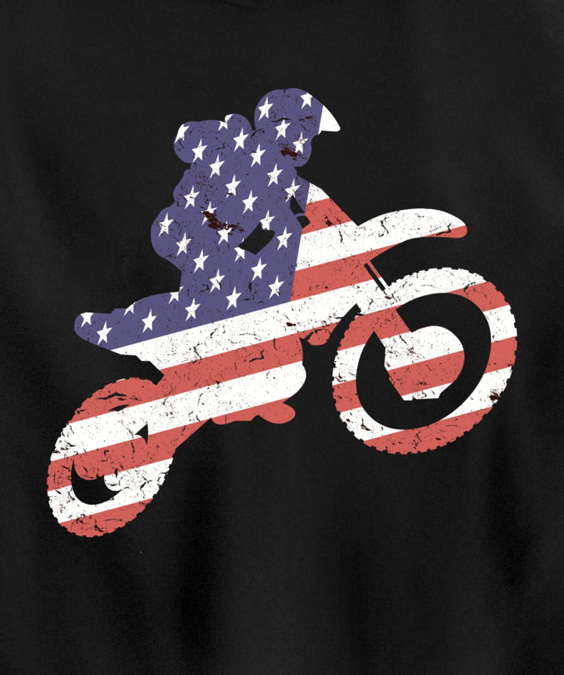 Motocross, Enduro, Dirt Bike, American Flag USA, Biker Gift Pullover Hoodie