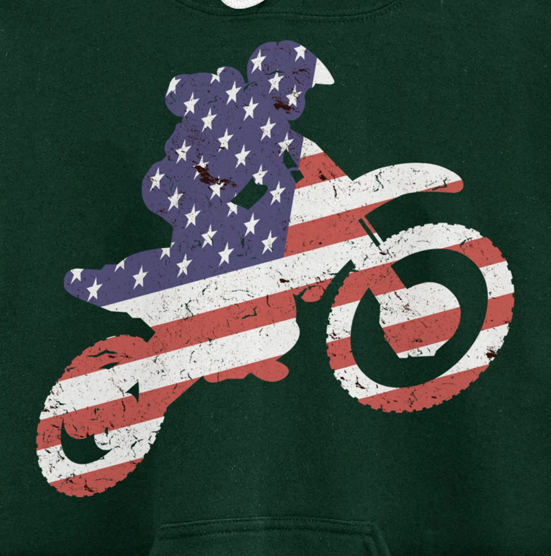 Motocross, Enduro, Dirt Bike, American Flag USA, Biker Gift Pullover Hoodie