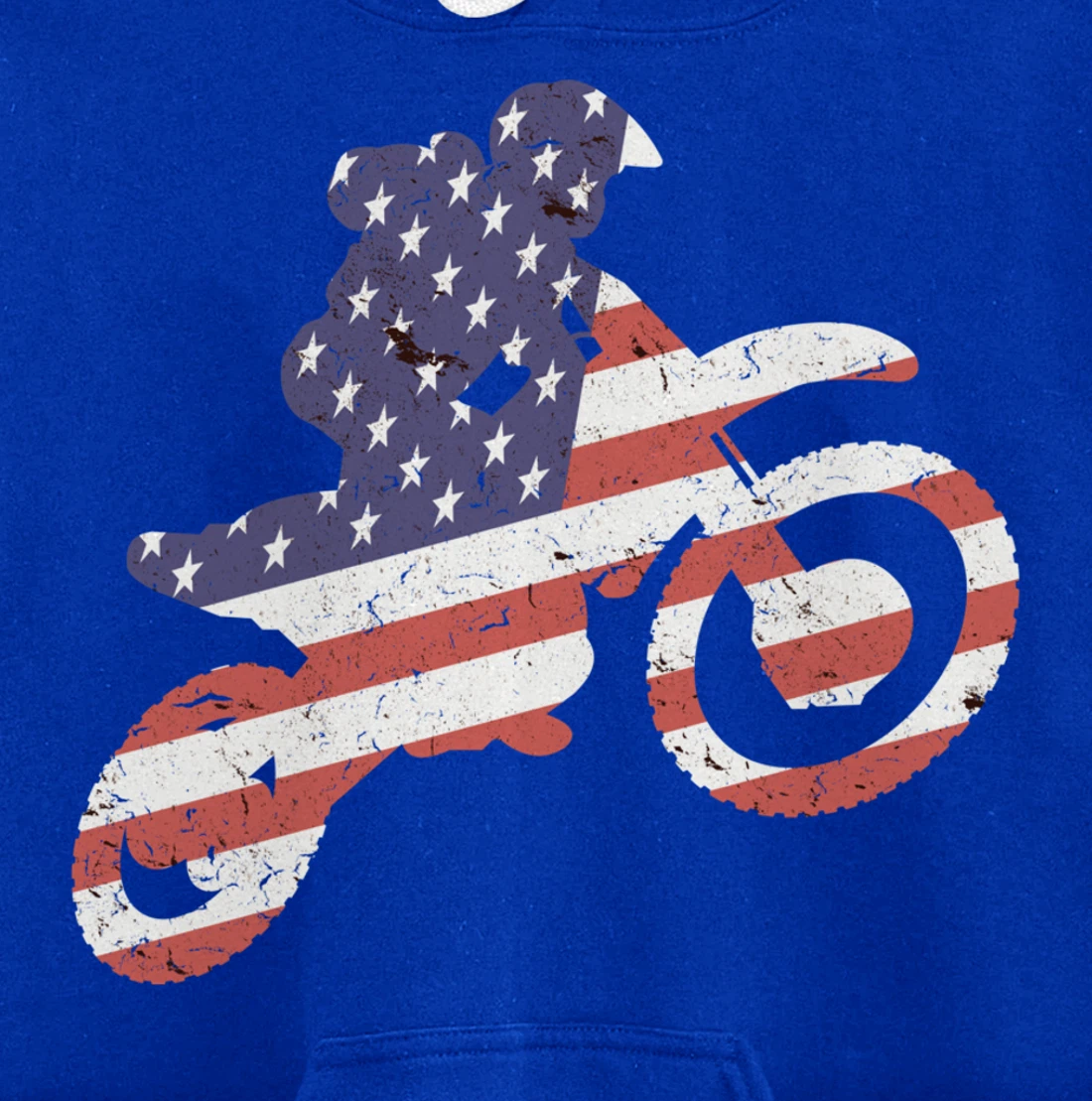 Motocross, Enduro, Dirt Bike, American Flag USA, Biker Gift Pullover Hoodie