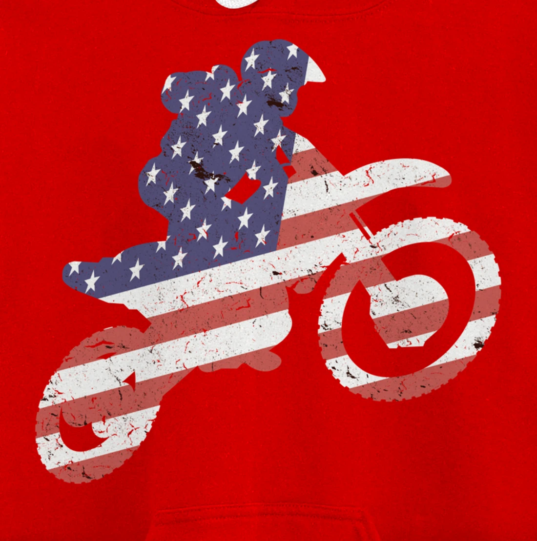 Motocross, Enduro, Dirt Bike, American Flag USA, Biker Gift Pullover Hoodie