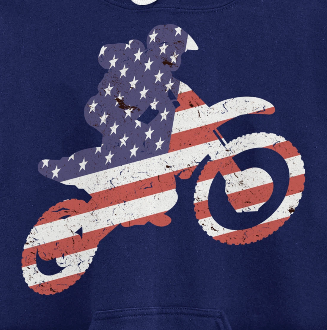 Motocross, Enduro, Dirt Bike, American Flag USA, Biker Gift Pullover Hoodie