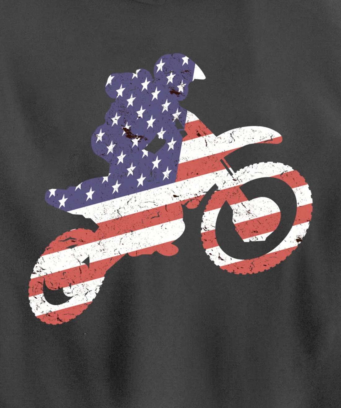 Motocross, Enduro, Dirt Bike, American Flag USA, Biker Gift Pullover Hoodie