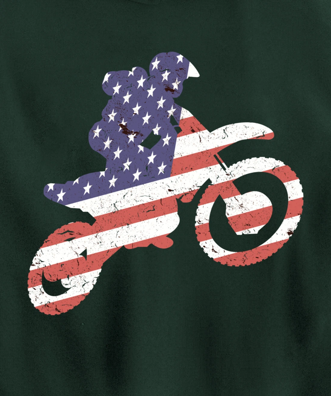 Motocross, Enduro, Dirt Bike, American Flag USA, Biker Gift Pullover Hoodie