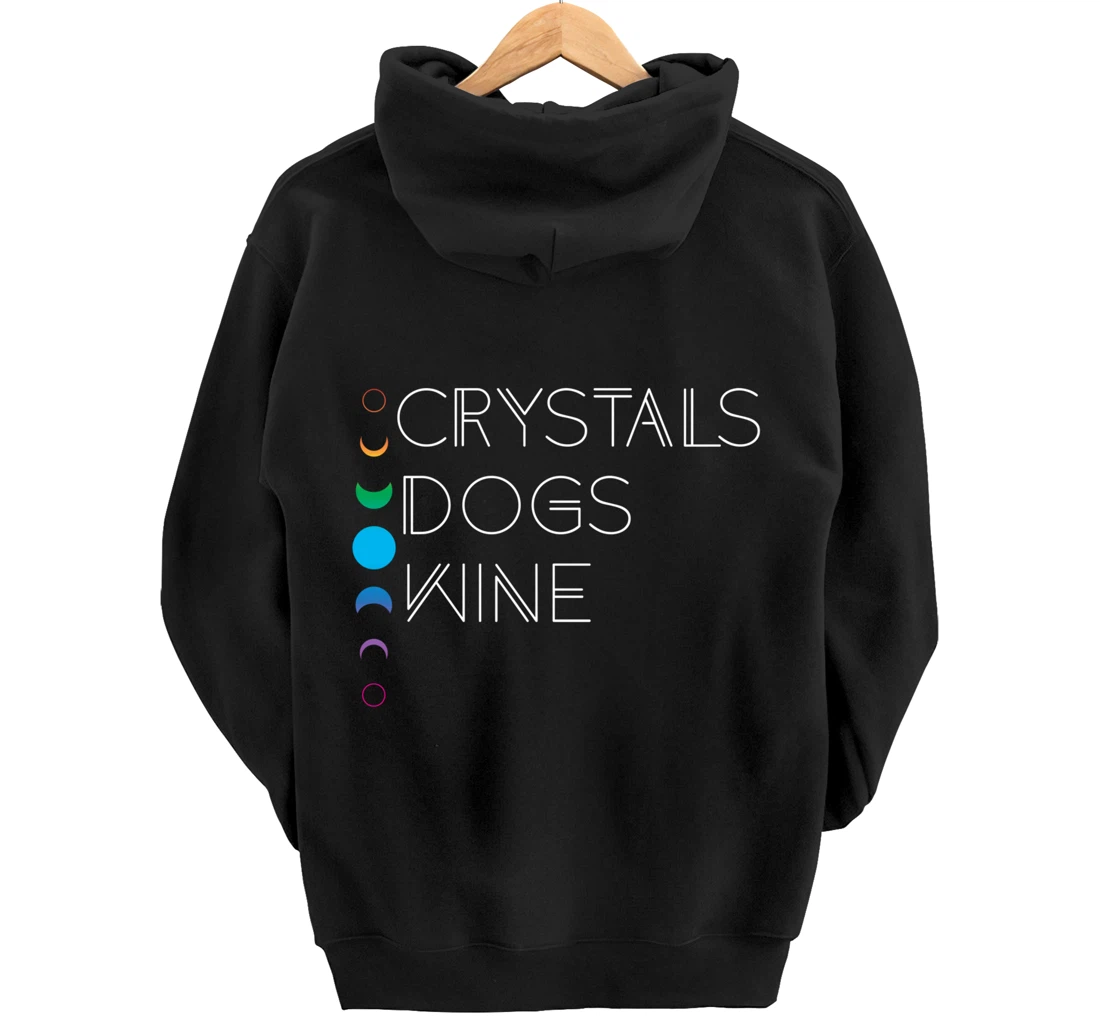 Witchy Bohemian Boho Crystals Dogs Wine Celestial Moon Witch Pullover Hoodie