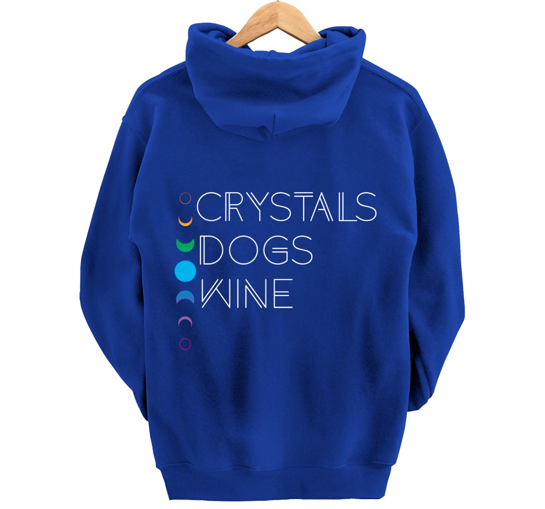 Witchy Bohemian Boho Crystals Dogs Wine Celestial Moon Witch Pullover Hoodie