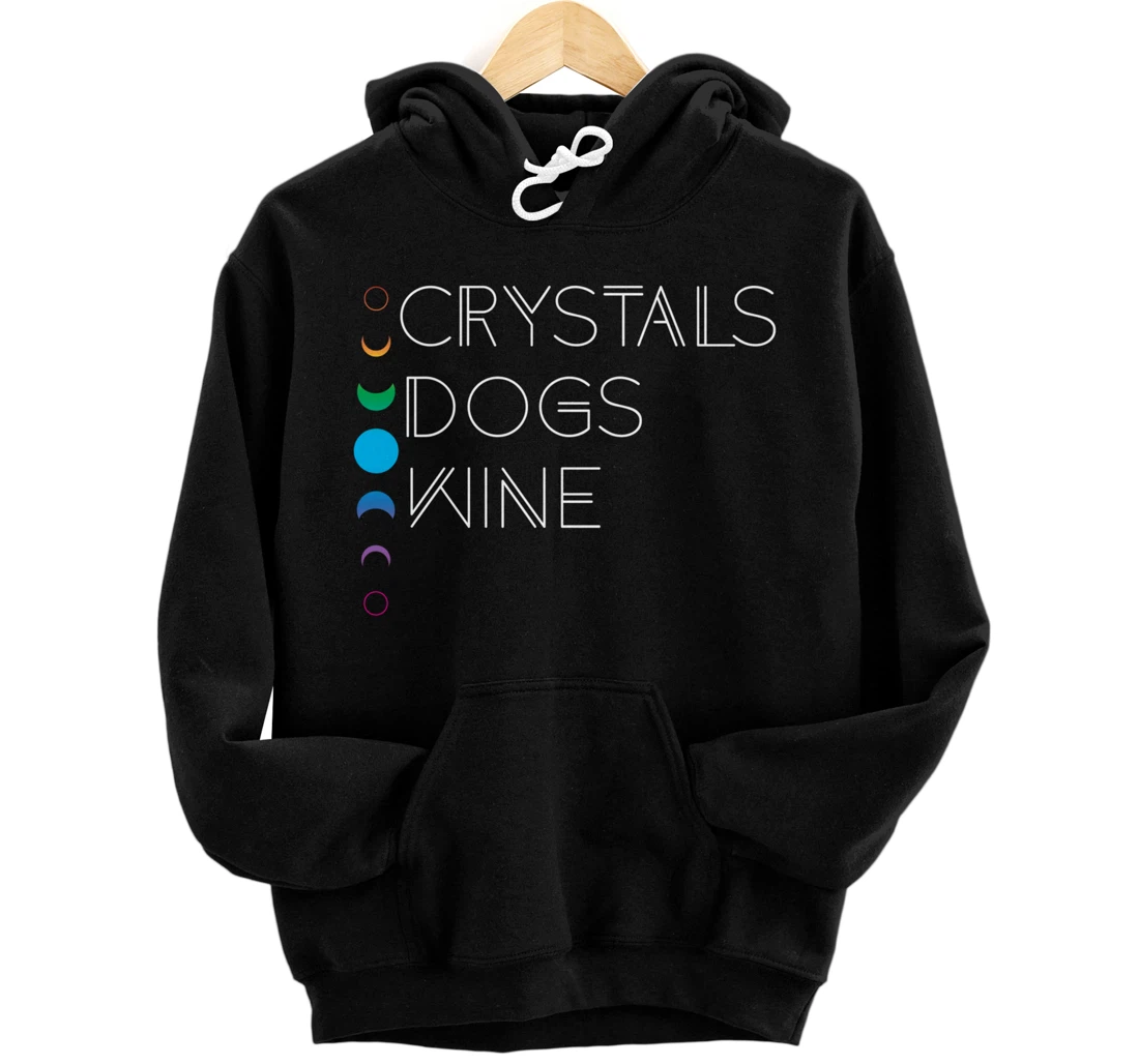 Witchy Bohemian Boho Crystals Dogs Wine Celestial Moon Witch Pullover Hoodie