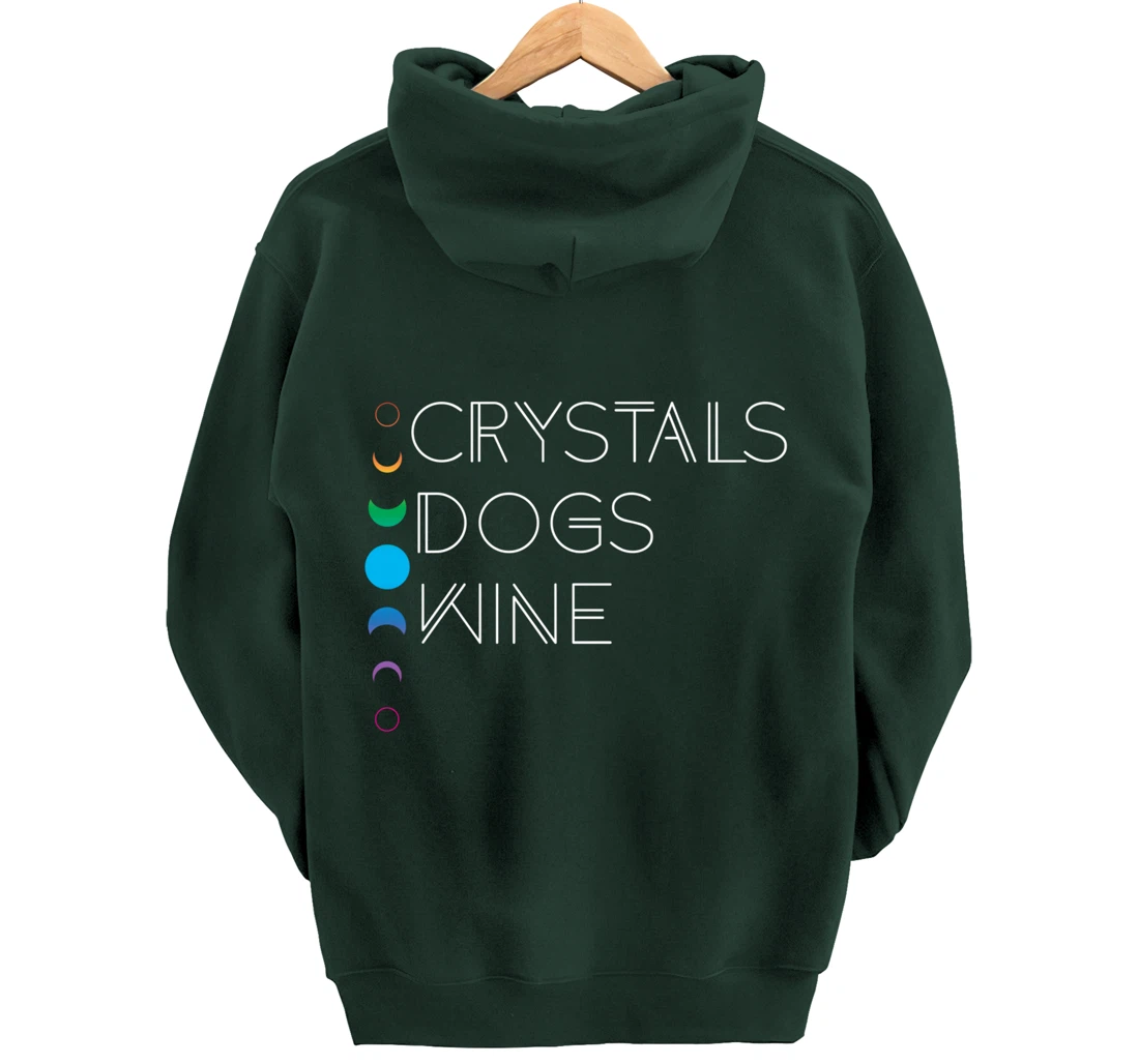 Witchy Bohemian Boho Crystals Dogs Wine Celestial Moon Witch Pullover Hoodie