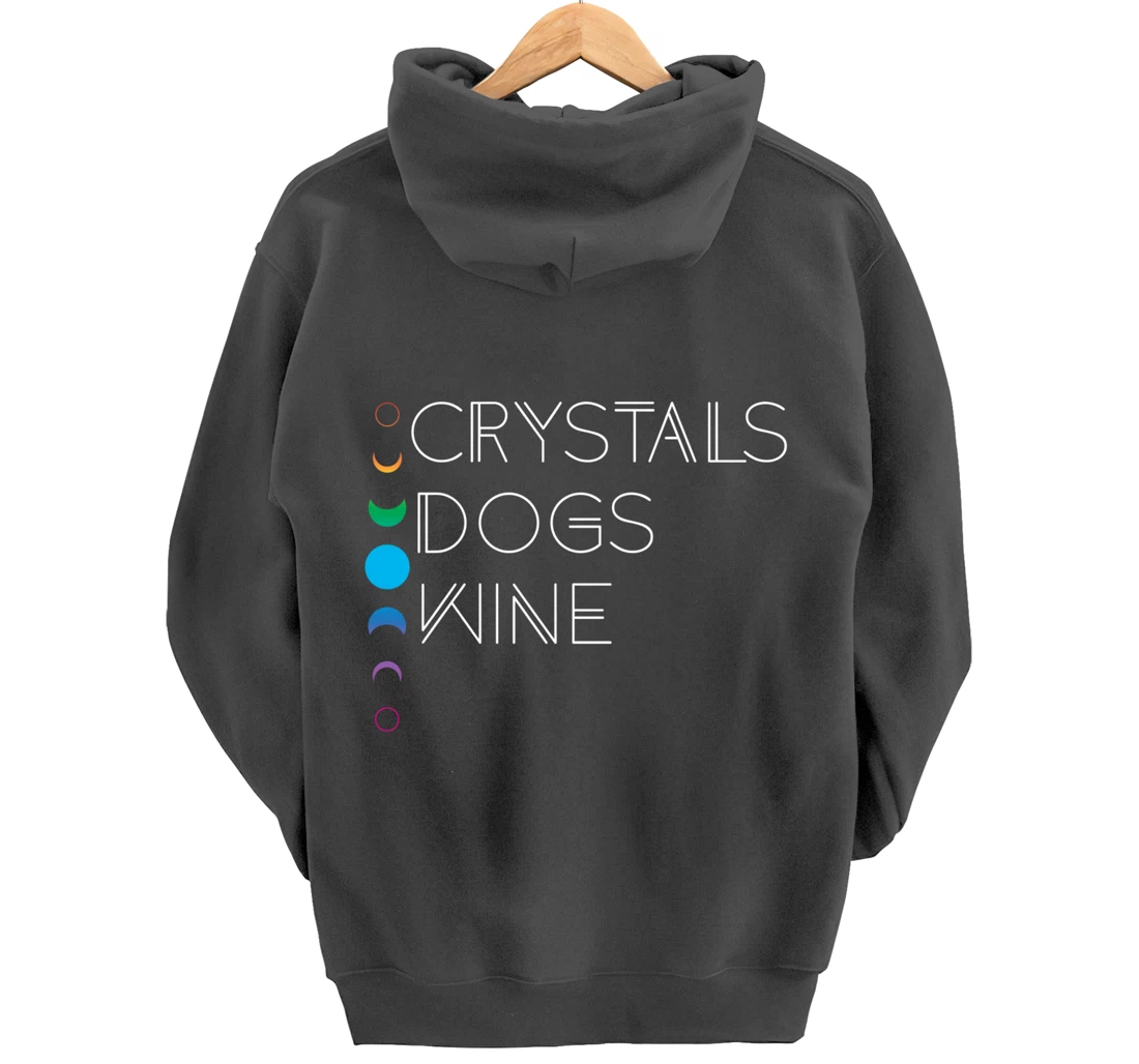 Witchy Bohemian Boho Crystals Dogs Wine Celestial Moon Witch Pullover Hoodie