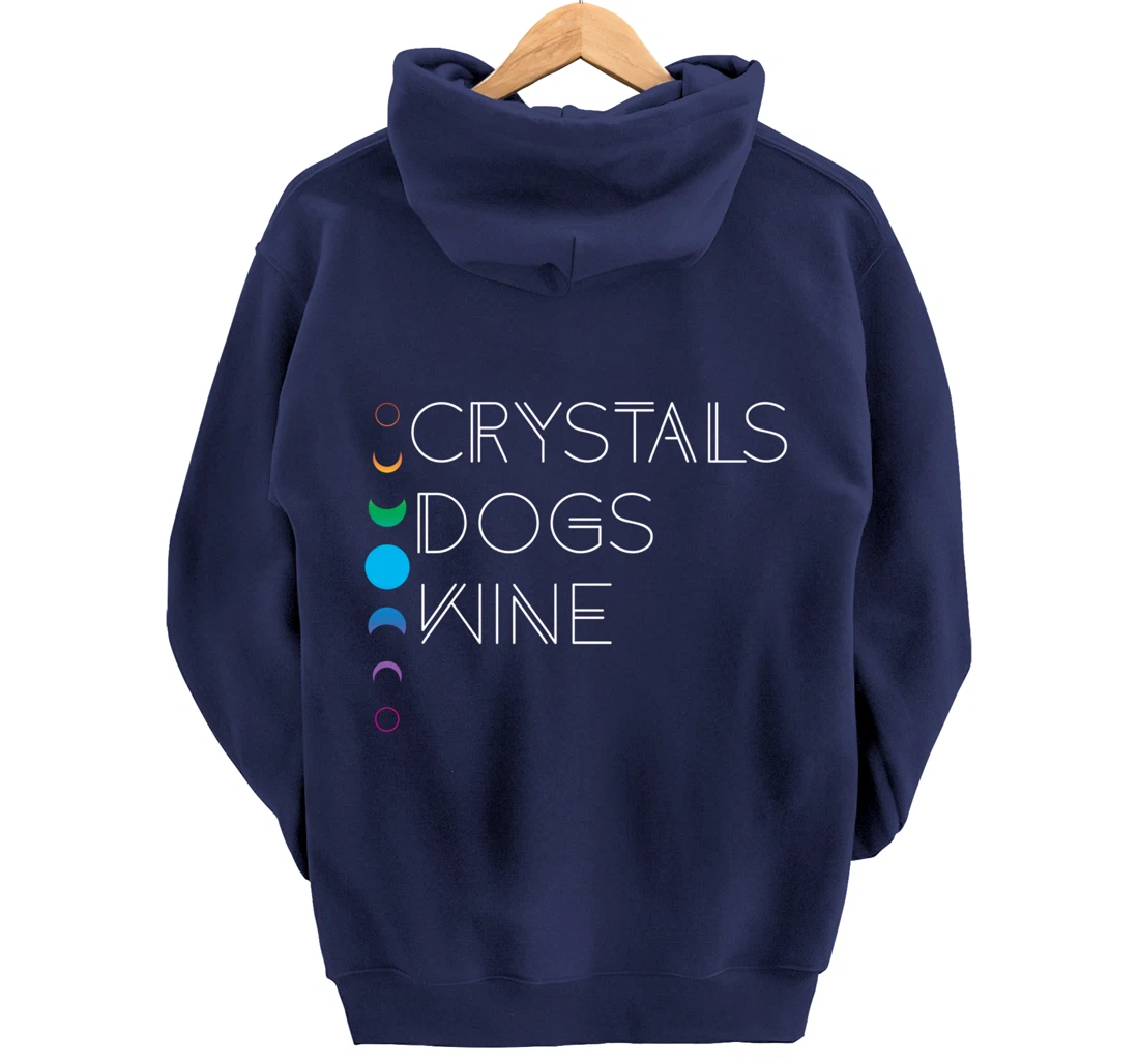 Witchy Bohemian Boho Crystals Dogs Wine Celestial Moon Witch Pullover Hoodie