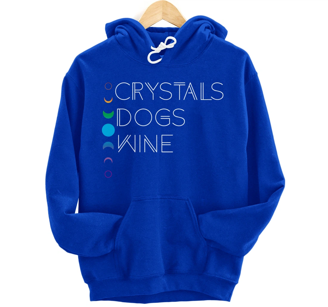 Witchy Bohemian Boho Crystals Dogs Wine Celestial Moon Witch Pullover Hoodie