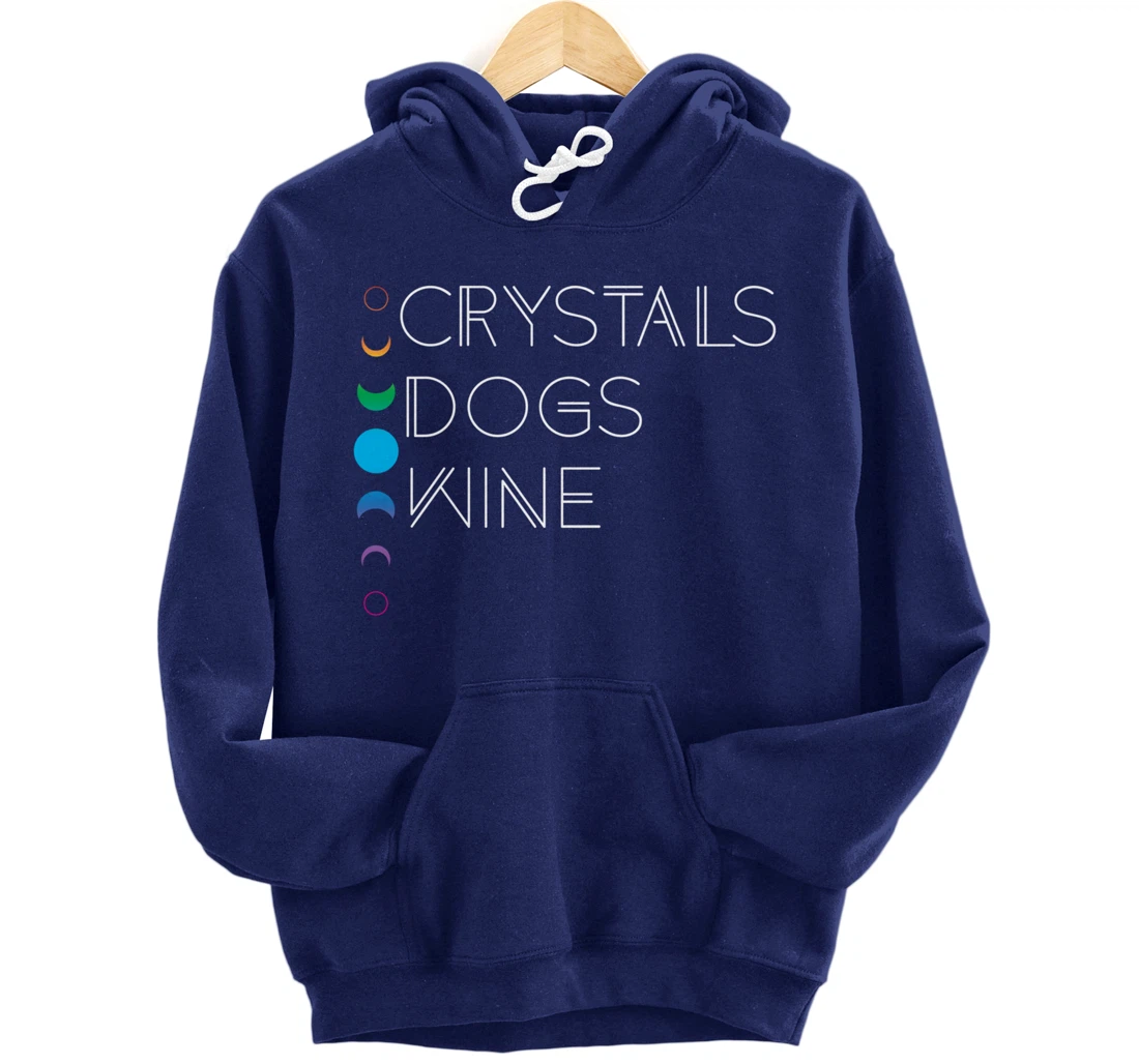 Witchy Bohemian Boho Crystals Dogs Wine Celestial Moon Witch Pullover Hoodie