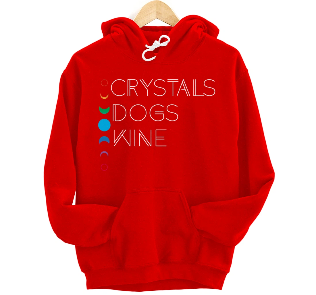 Witchy Bohemian Boho Crystals Dogs Wine Celestial Moon Witch Pullover Hoodie