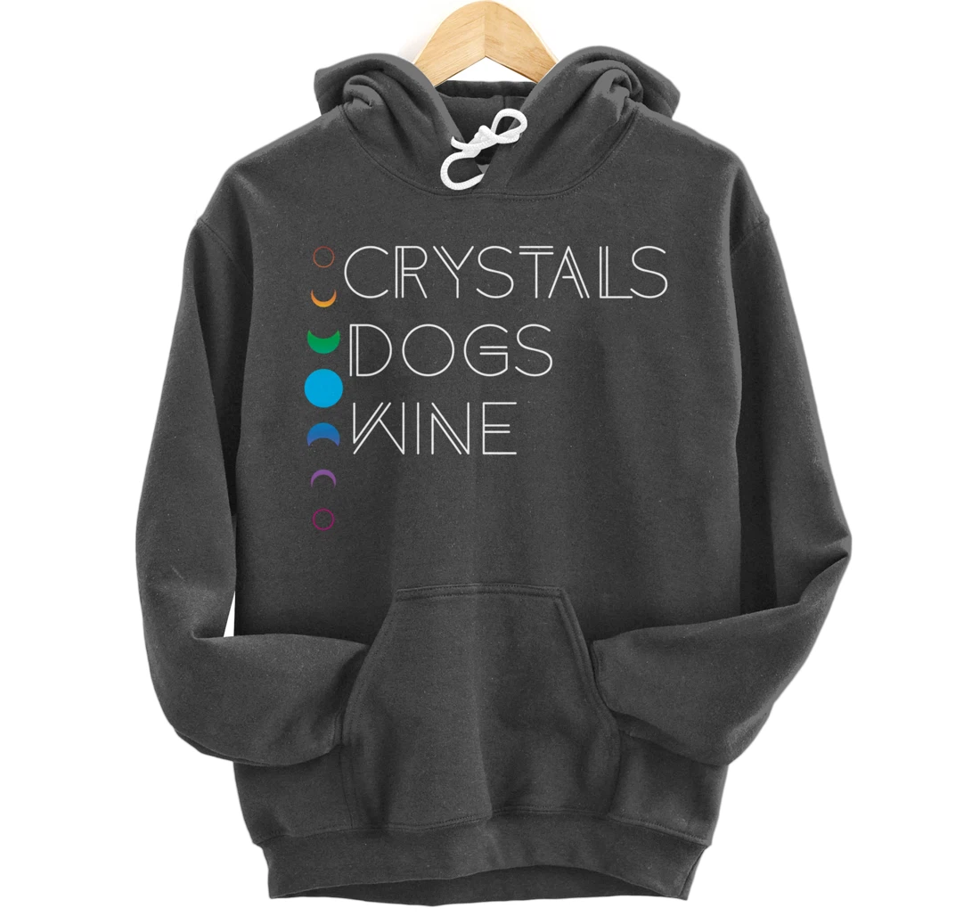 Witchy Bohemian Boho Crystals Dogs Wine Celestial Moon Witch Pullover Hoodie