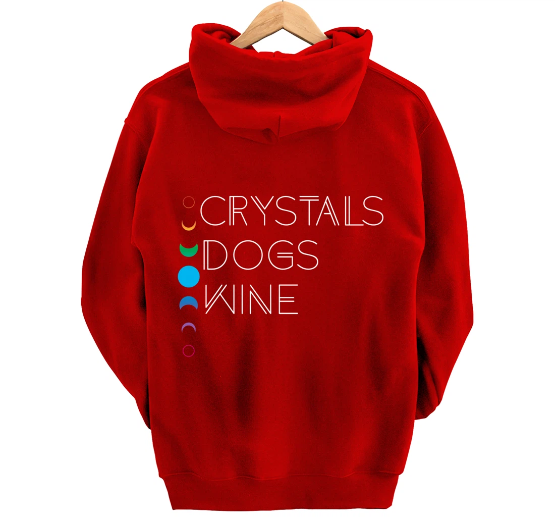 Witchy Bohemian Boho Crystals Dogs Wine Celestial Moon Witch Pullover Hoodie