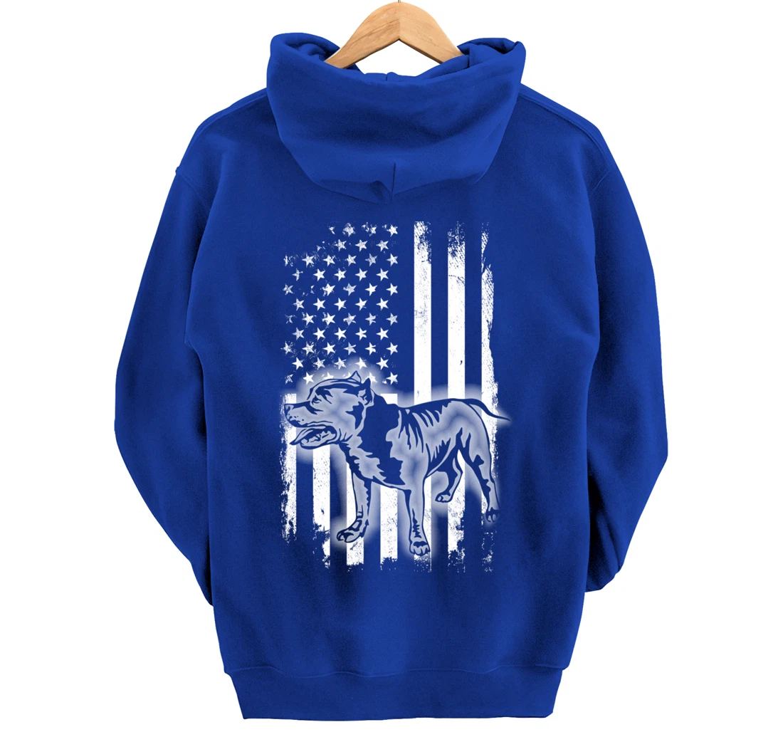Pitbull American Flag USA Patriotic Pit Bull Dog Lover Gift Pullover Hoodie