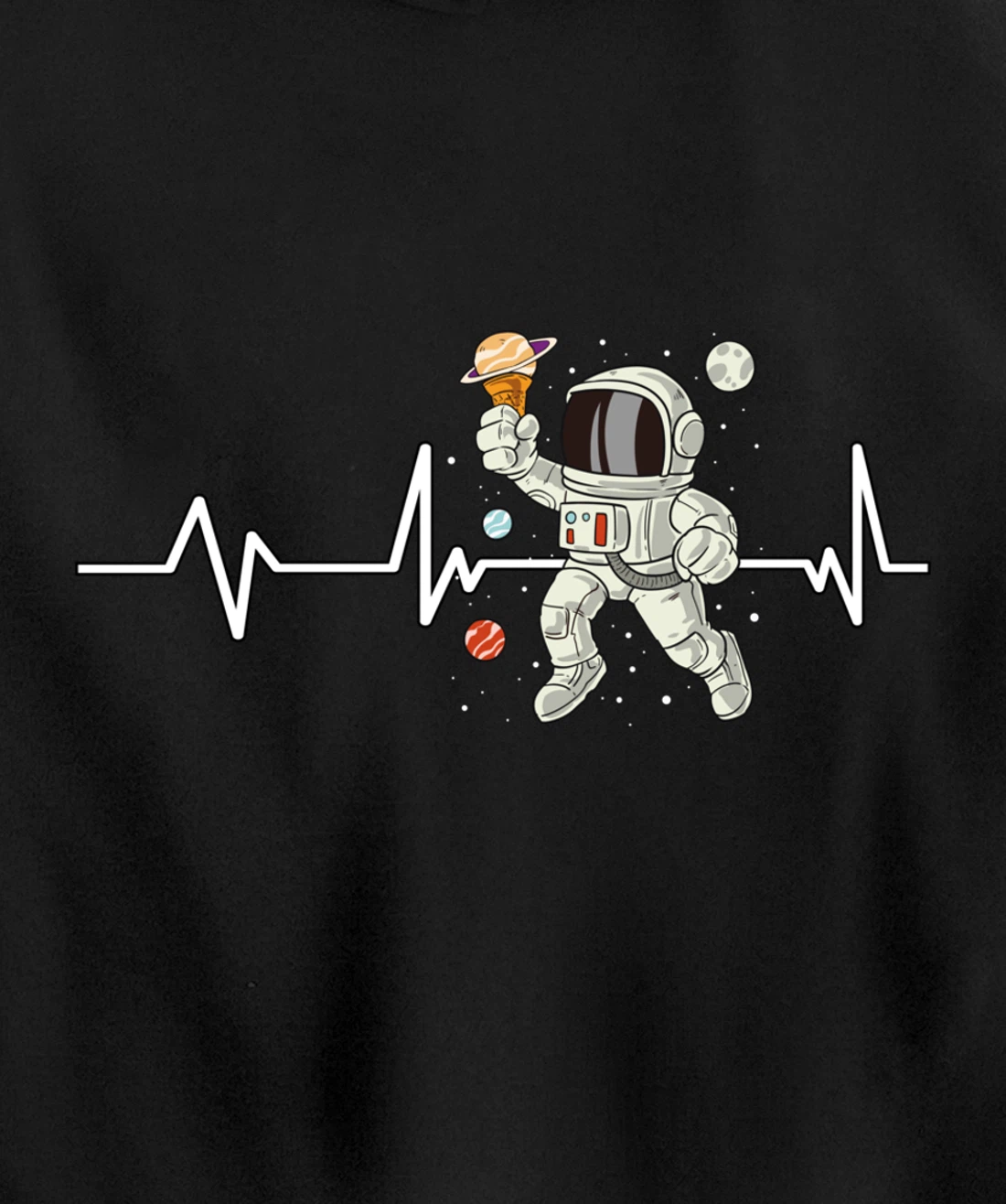Ice Cream Astronaut Heartbeat EKG Gift Ice Cream Astronaut Pullover Hoodie