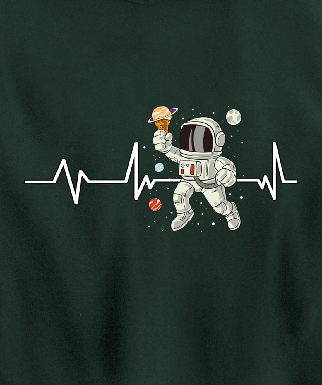 Ice Cream Astronaut Heartbeat EKG Gift Ice Cream Astronaut Pullover Hoodie