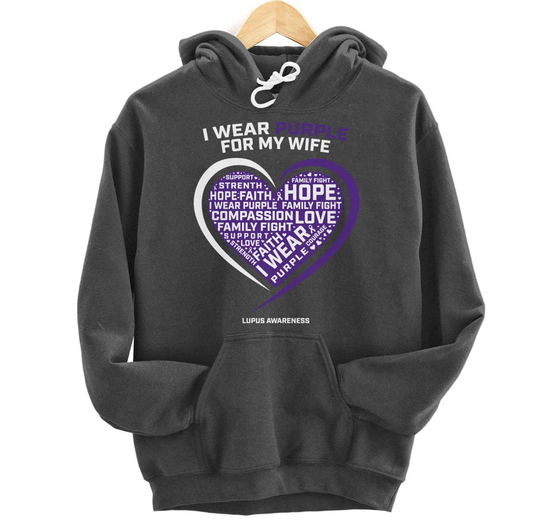 Products Men Husband I Wear Purple For Wife Lupus Awareness Pullover Hoodie