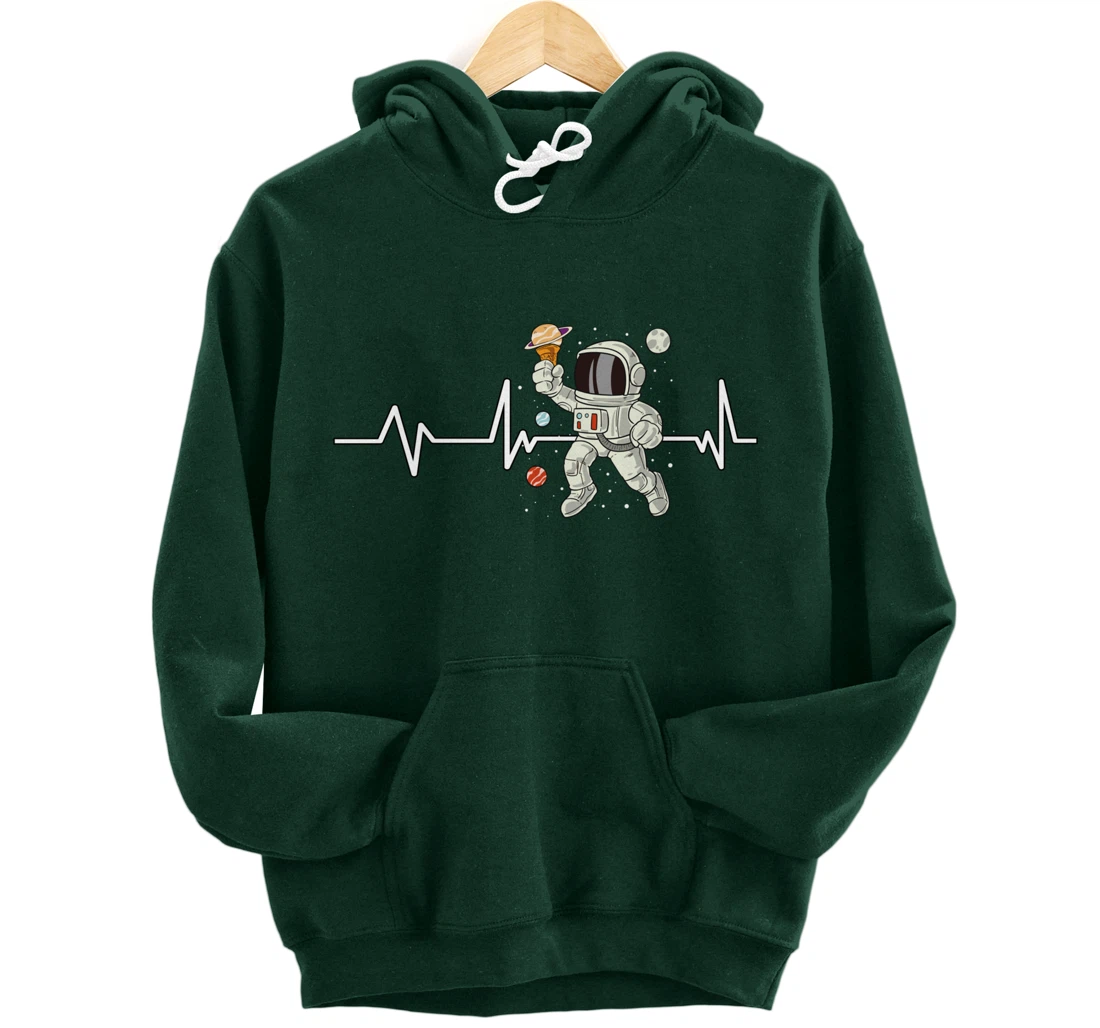 Ice Cream Astronaut Heartbeat EKG Gift Ice Cream Astronaut Pullover Hoodie