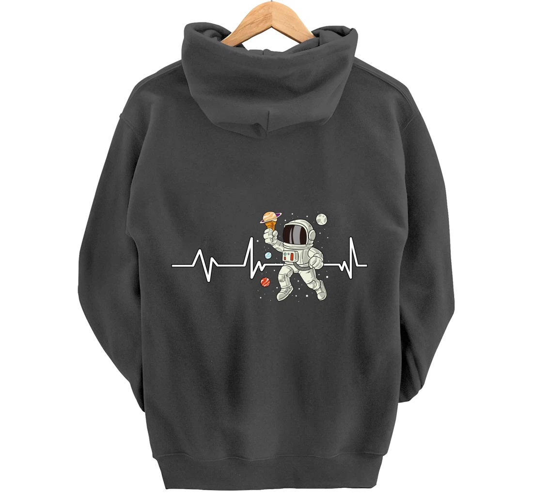 Ice Cream Astronaut Heartbeat EKG Gift Ice Cream Astronaut Pullover Hoodie