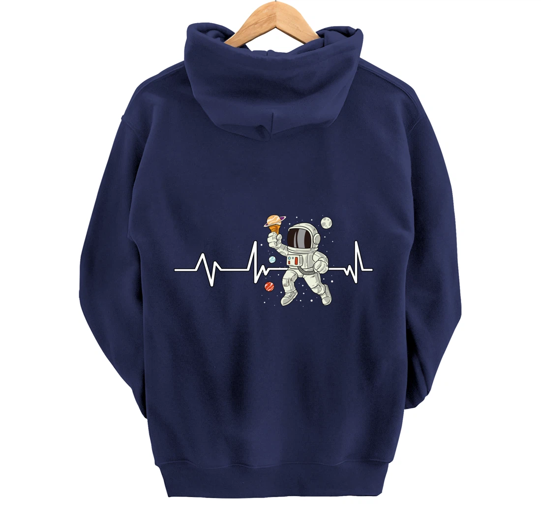 Ice Cream Astronaut Heartbeat EKG Gift Ice Cream Astronaut Pullover Hoodie