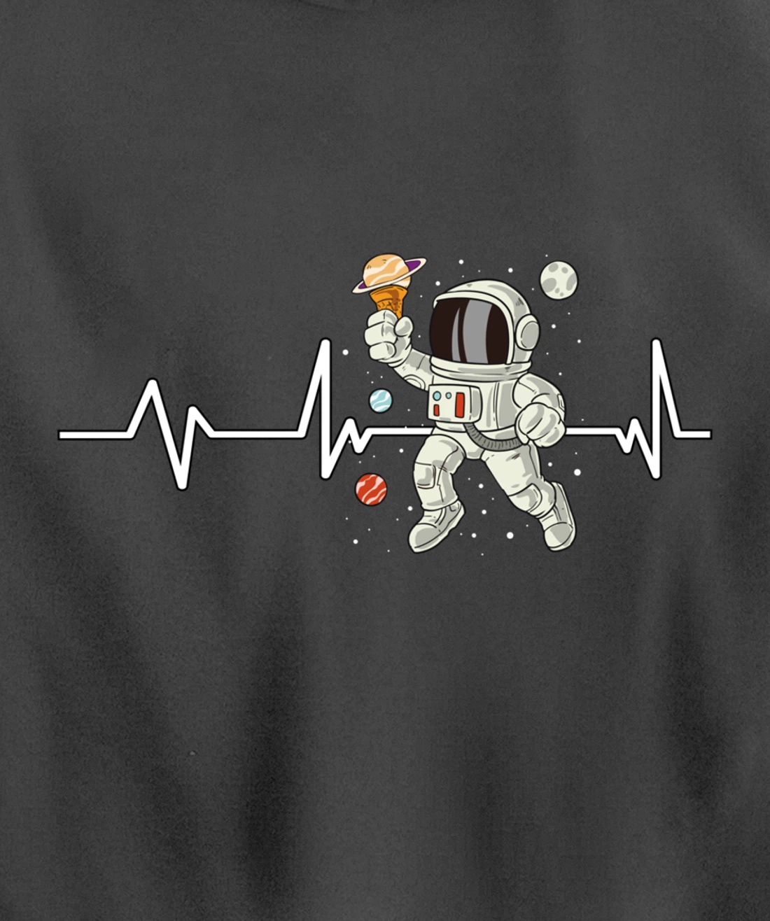 Ice Cream Astronaut Heartbeat EKG Gift Ice Cream Astronaut Pullover Hoodie
