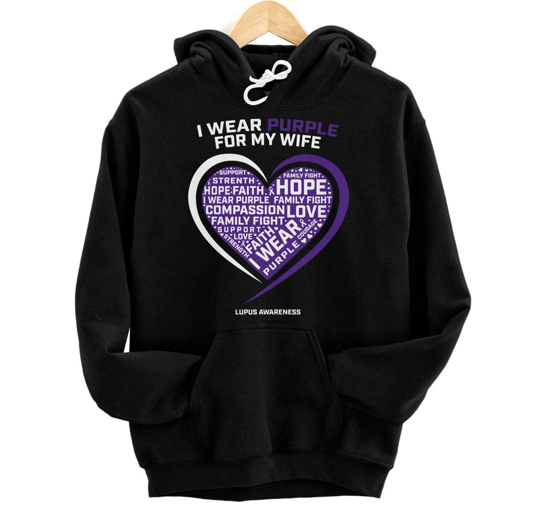 Products Men Husband I Wear Purple For Wife Lupus Awareness Pullover Hoodie
