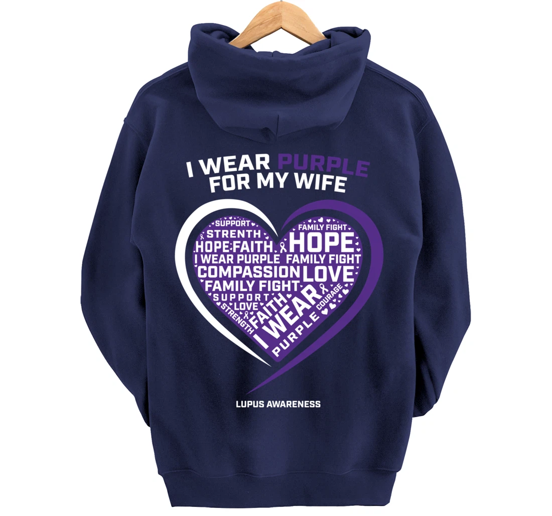 Products Men Husband I Wear Purple For Wife Lupus Awareness Pullover Hoodie