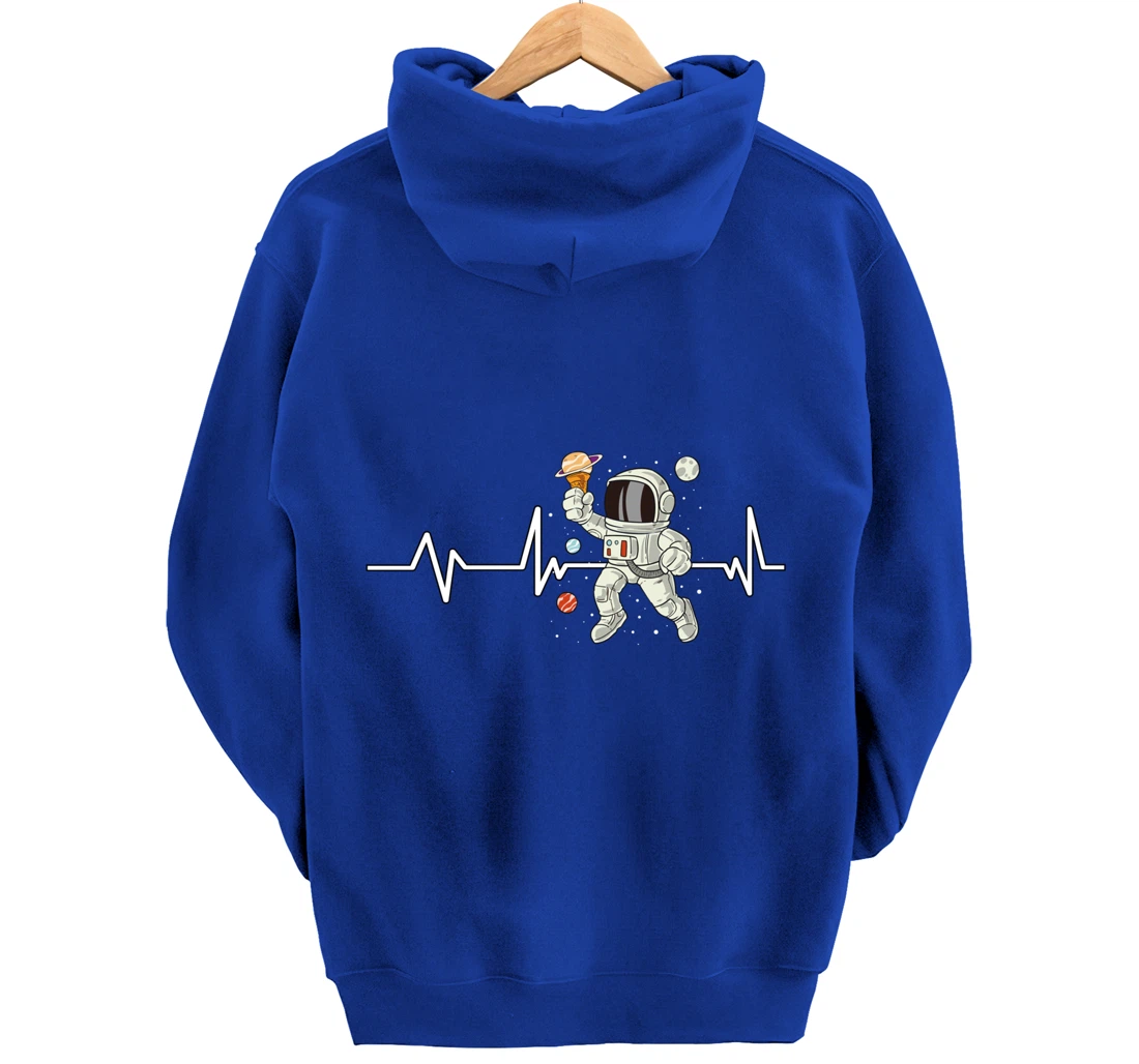Ice Cream Astronaut Heartbeat EKG Gift Ice Cream Astronaut Pullover Hoodie