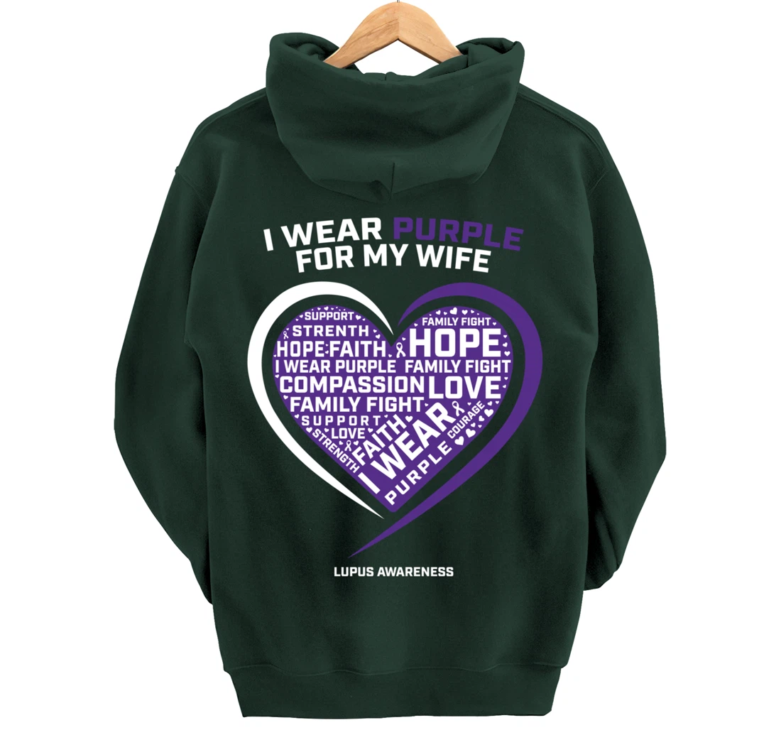 Products Men Husband I Wear Purple For Wife Lupus Awareness Pullover Hoodie