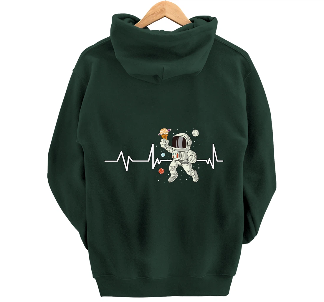 Ice Cream Astronaut Heartbeat EKG Gift Ice Cream Astronaut Pullover Hoodie