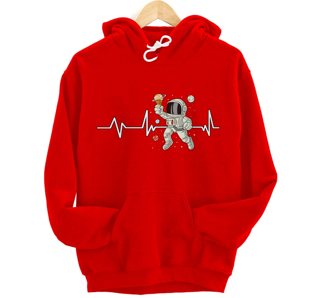 Ice Cream Astronaut Heartbeat EKG Gift Ice Cream Astronaut Pullover Hoodie