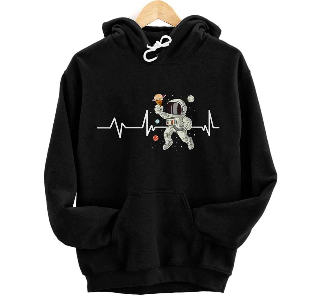 Ice Cream Astronaut Heartbeat EKG Gift Ice Cream Astronaut Pullover Hoodie