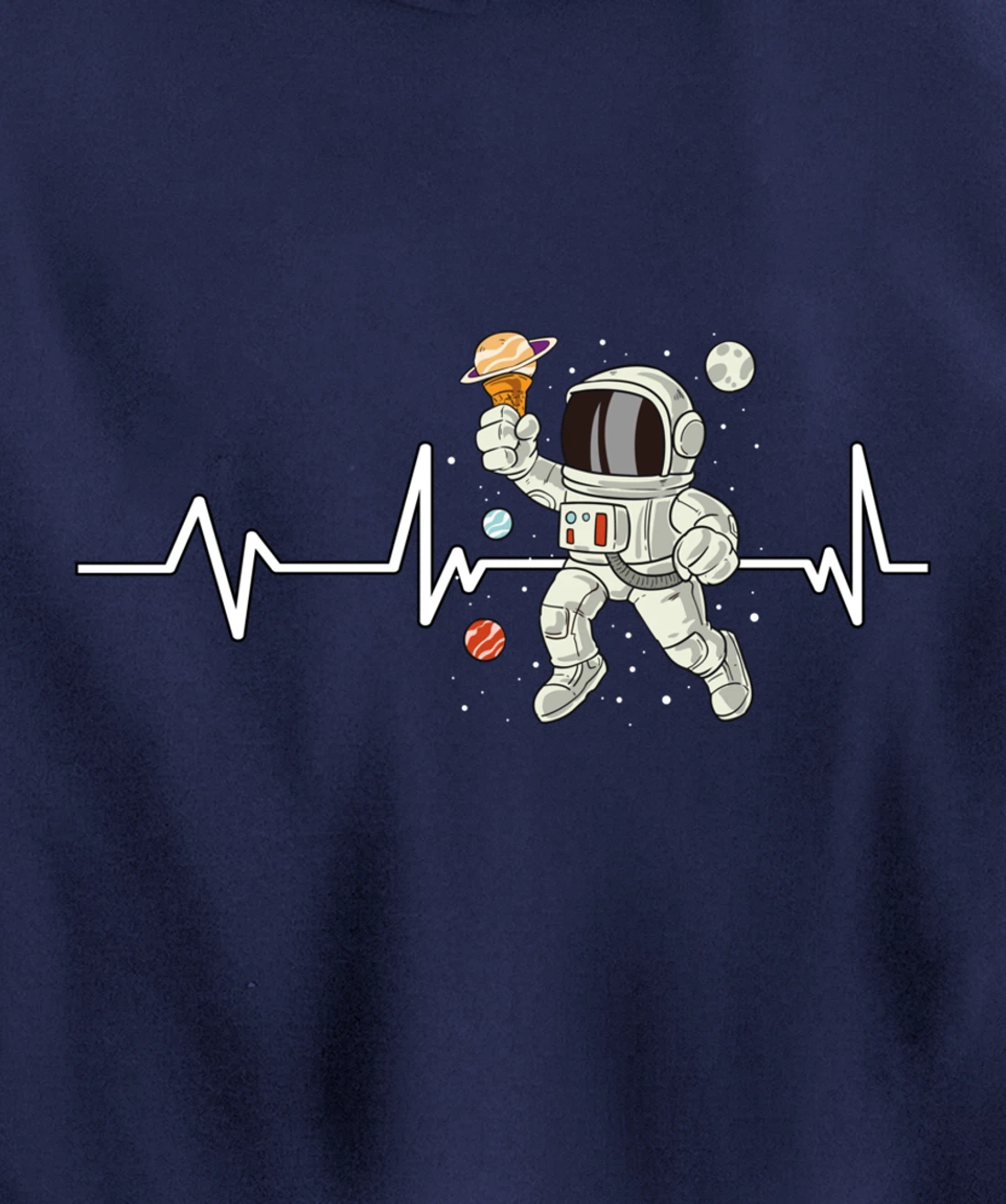 Ice Cream Astronaut Heartbeat EKG Gift Ice Cream Astronaut Pullover Hoodie