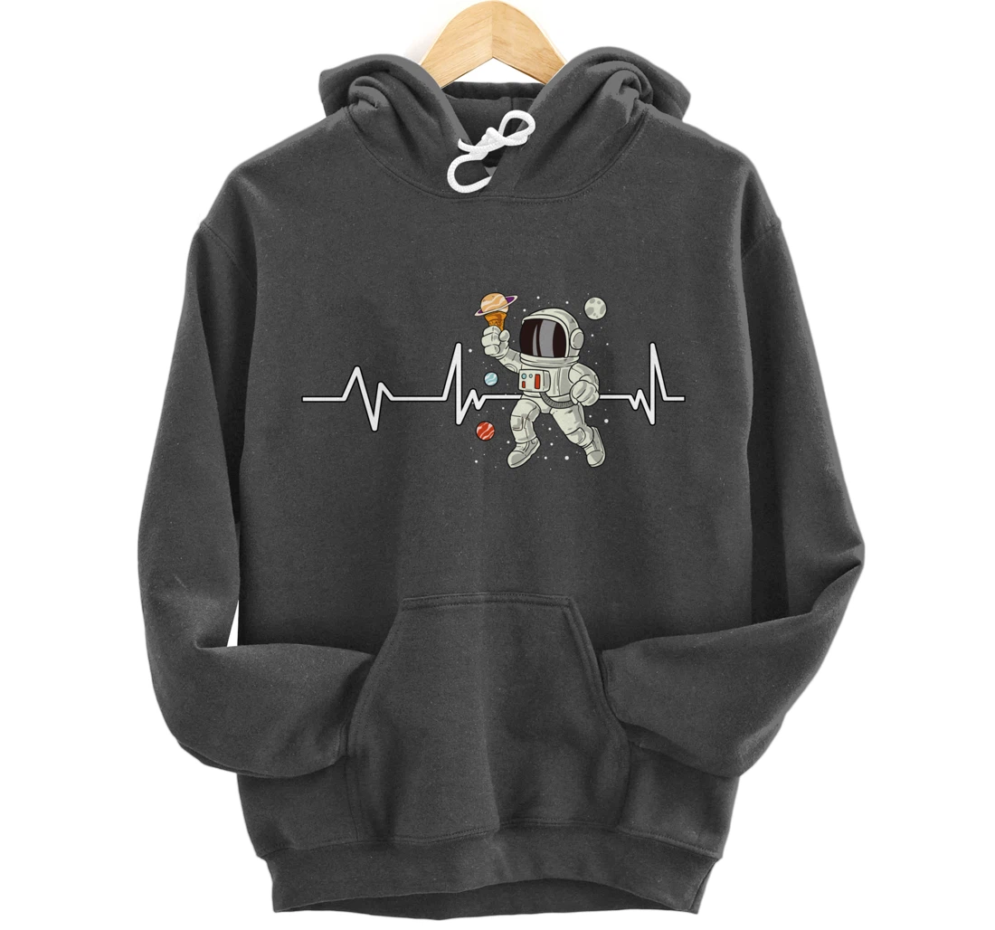 Ice Cream Astronaut Heartbeat EKG Gift Ice Cream Astronaut Pullover Hoodie