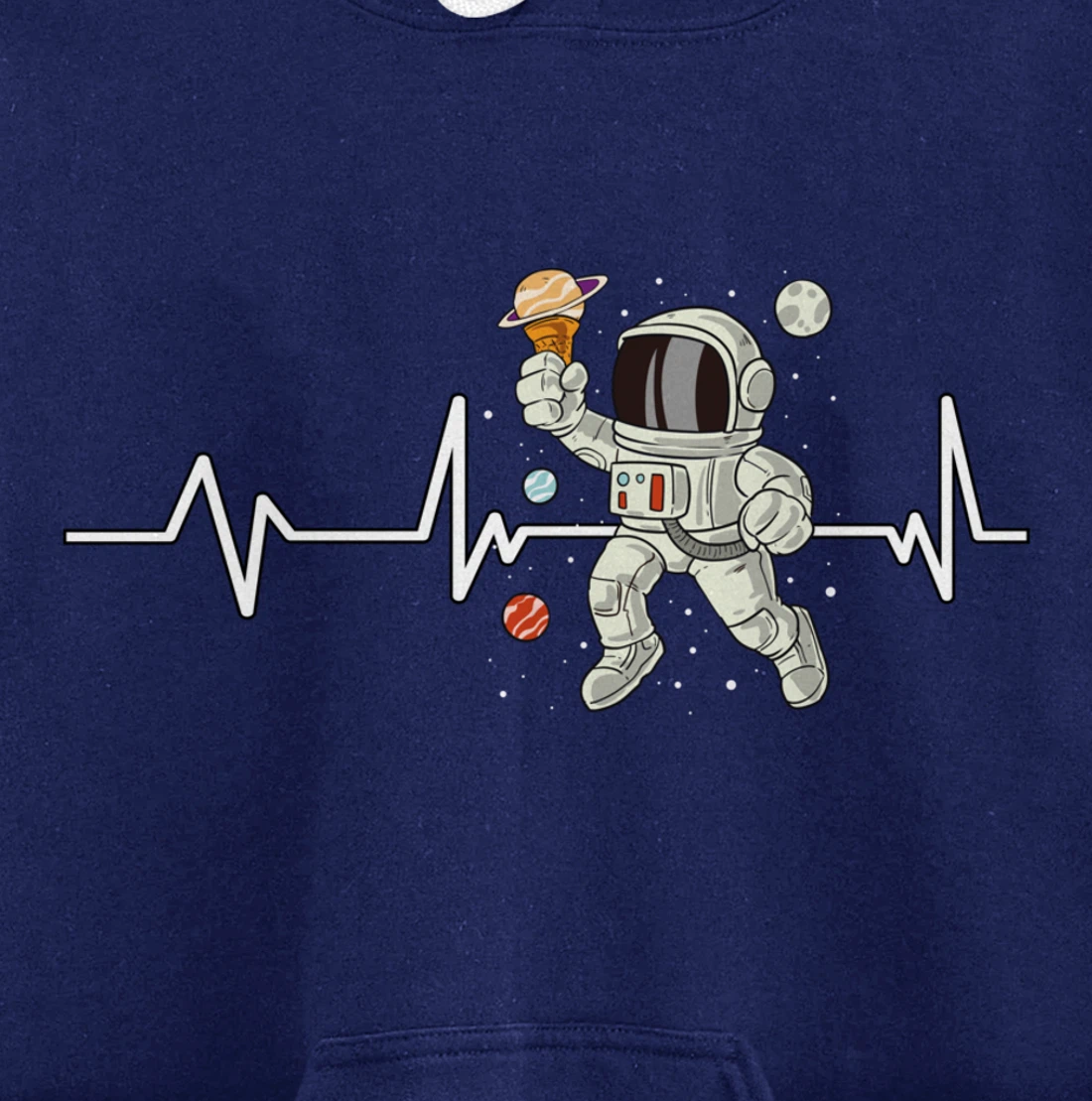 Ice Cream Astronaut Heartbeat EKG Gift Ice Cream Astronaut Pullover Hoodie