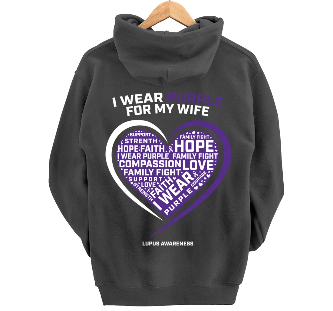 Products Men Husband I Wear Purple For Wife Lupus Awareness Pullover Hoodie