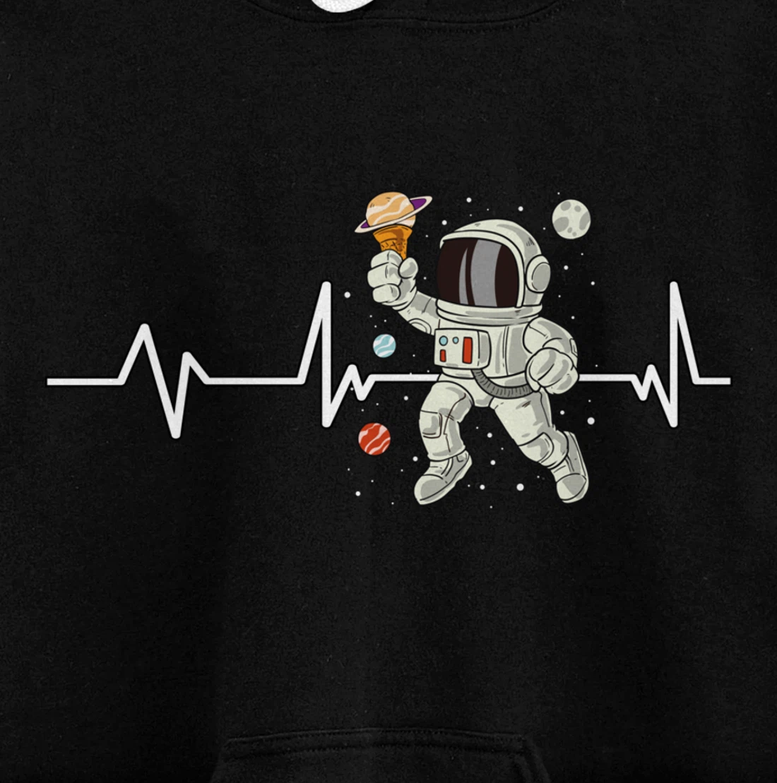 Ice Cream Astronaut Heartbeat EKG Gift Ice Cream Astronaut Pullover Hoodie