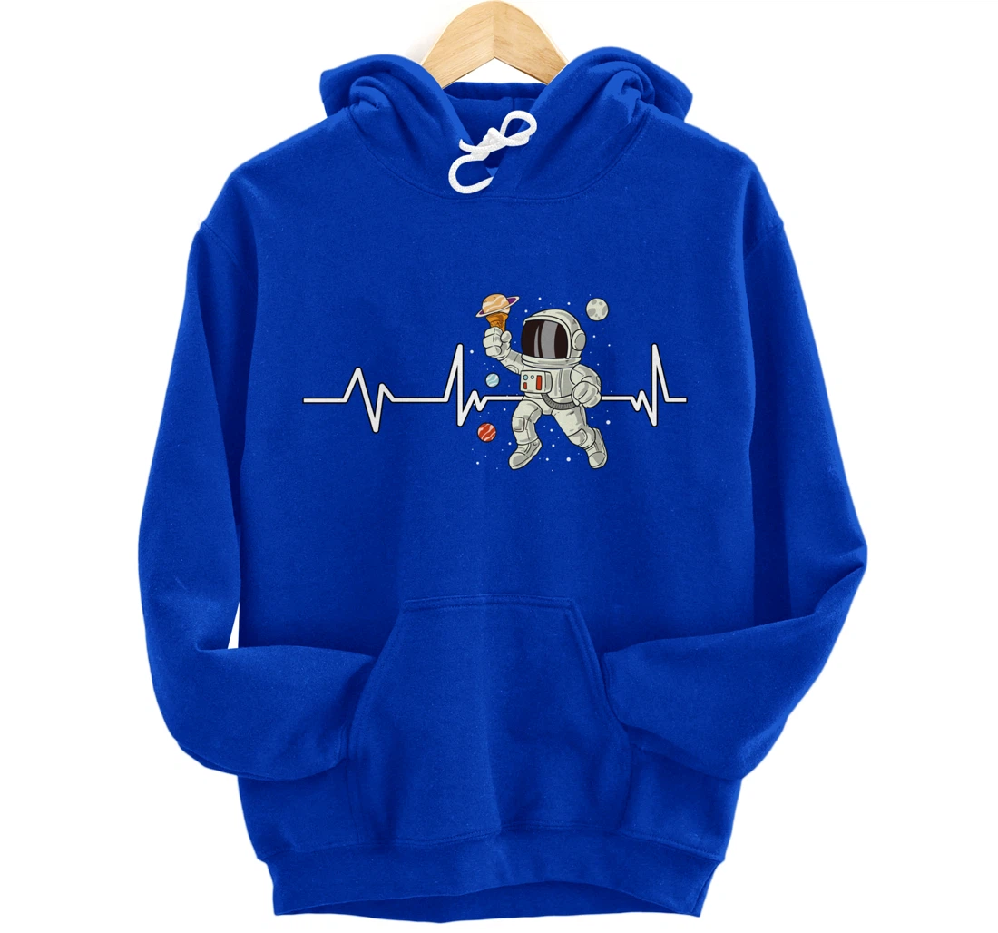 Ice Cream Astronaut Heartbeat EKG Gift Ice Cream Astronaut Pullover Hoodie