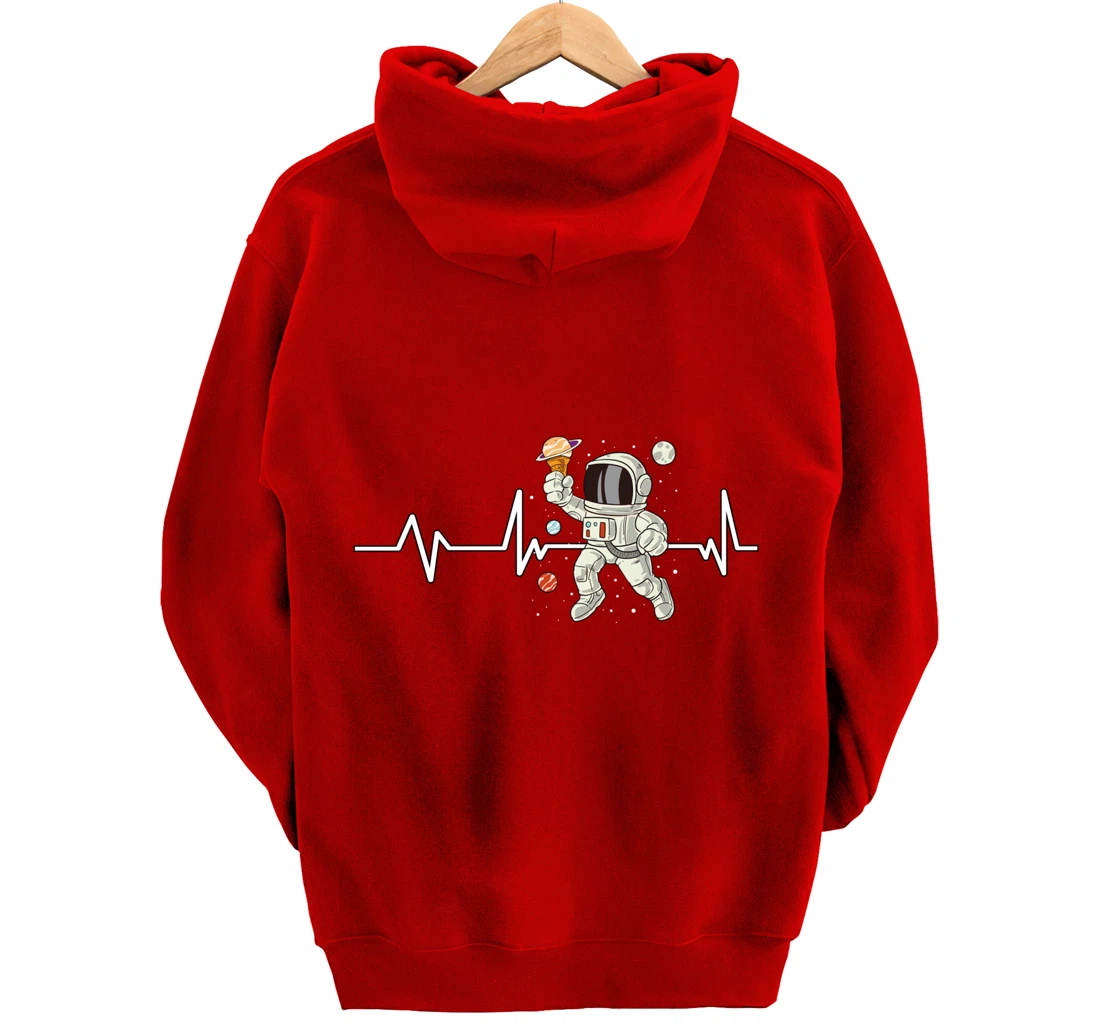 Ice Cream Astronaut Heartbeat EKG Gift Ice Cream Astronaut Pullover Hoodie