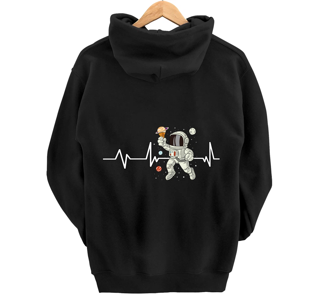 Ice Cream Astronaut Heartbeat EKG Gift Ice Cream Astronaut Pullover Hoodie