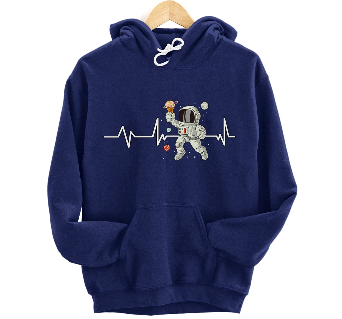 Ice Cream Astronaut Heartbeat EKG Gift Ice Cream Astronaut Pullover Hoodie