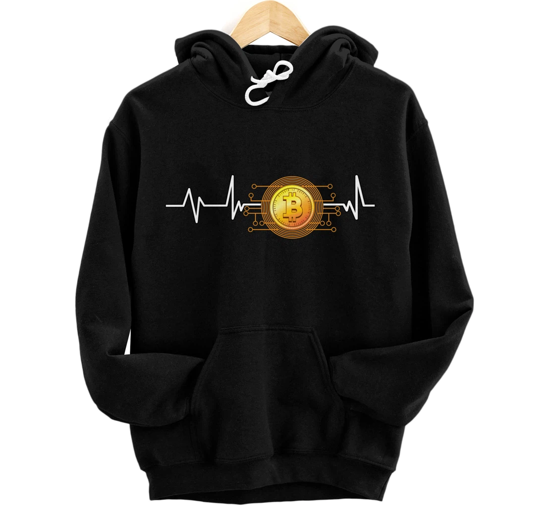 Bitcoin Heartbeat EKG Gift Bitcoin Pullover Hoodie