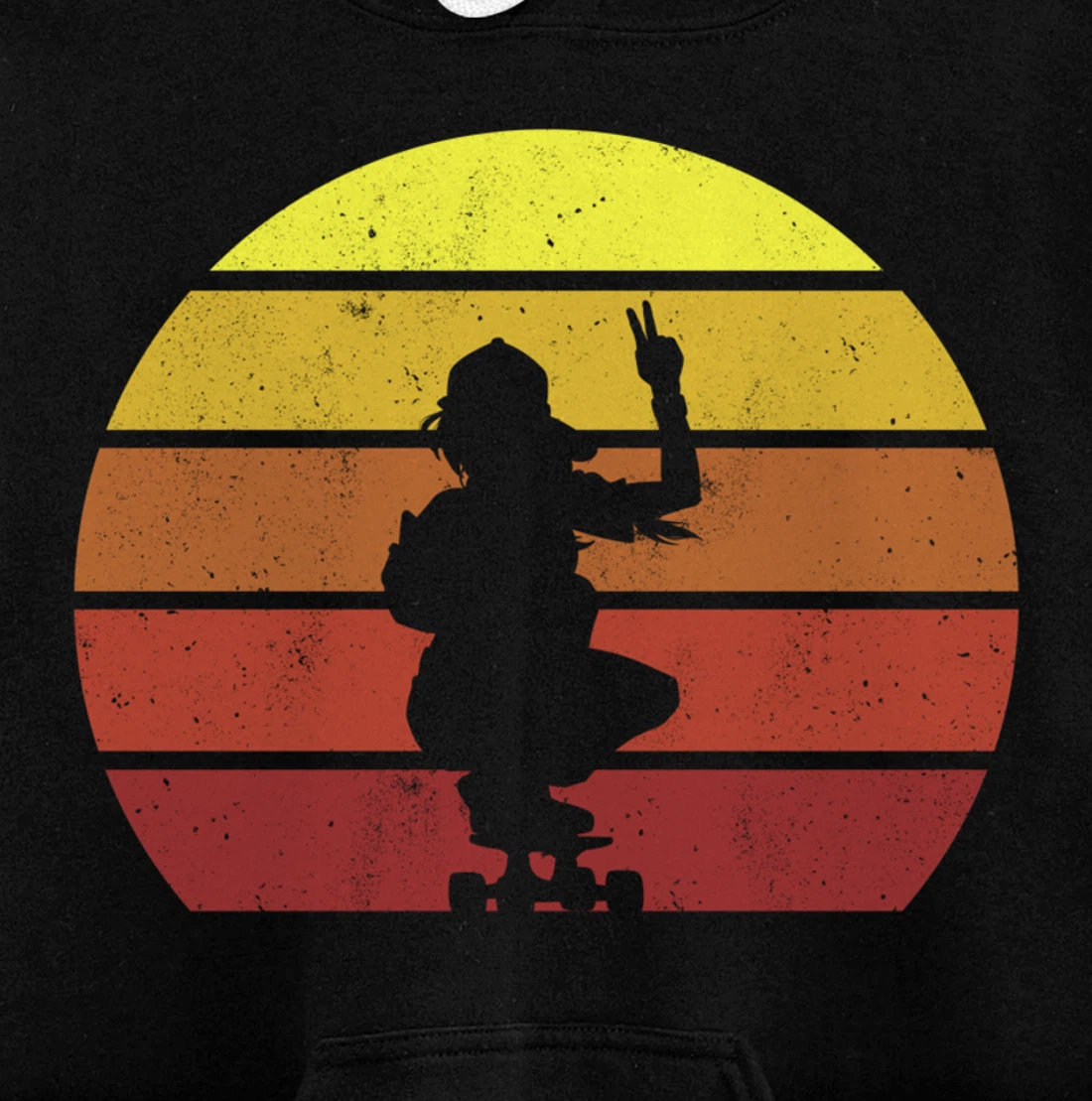 Skater Girl Retro Vintage Skateboard Skateboarding Pullover Hoodie