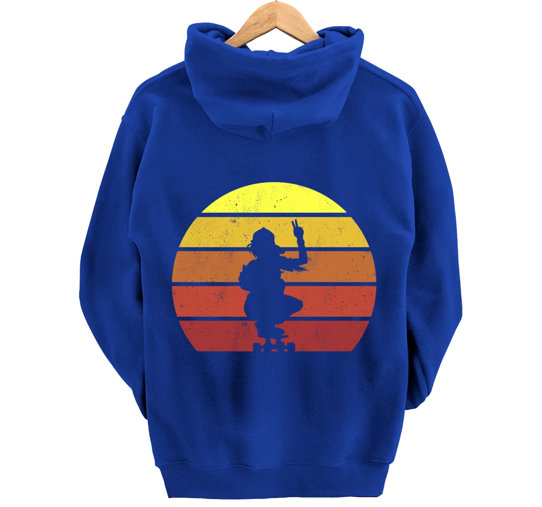 Skater Girl Retro Vintage Skateboard Skateboarding Pullover Hoodie