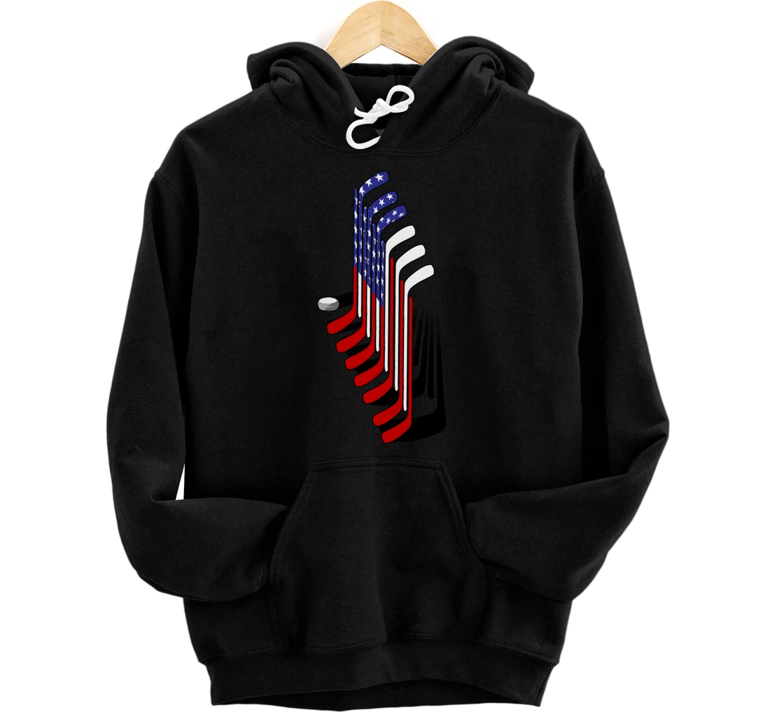 Ice Hockey, American Hockey Flag Sport Player Gift Pullover Hoodie