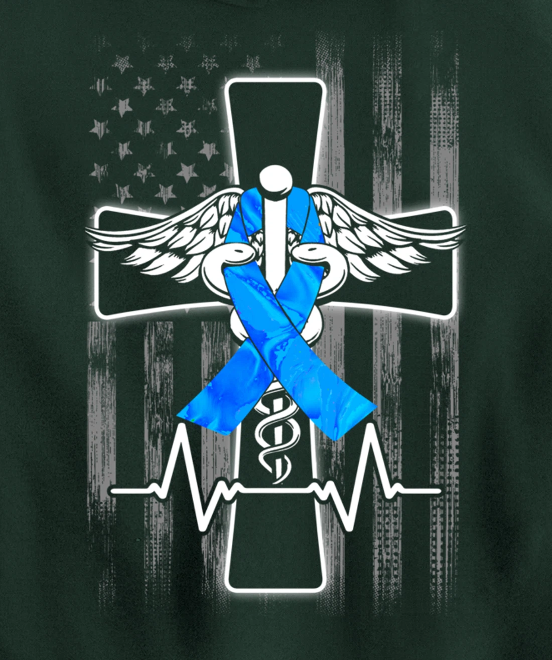 Nurse Diabetes Awareness Cross Flag RN CDN ER CNA Gifts Pullover Hoodie