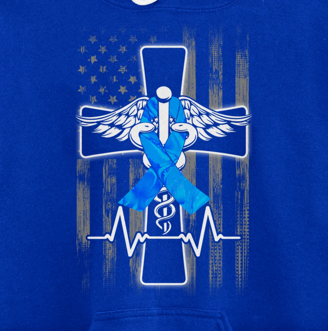 Nurse Diabetes Awareness Cross Flag RN CDN ER CNA Gifts Pullover Hoodie