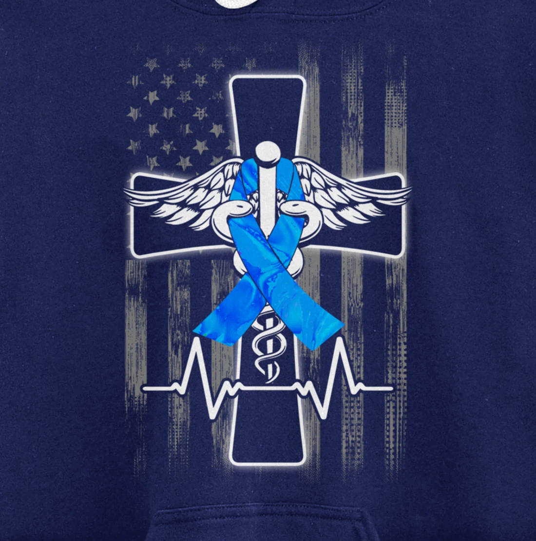 Nurse Diabetes Awareness Cross Flag RN CDN ER CNA Gifts Pullover Hoodie