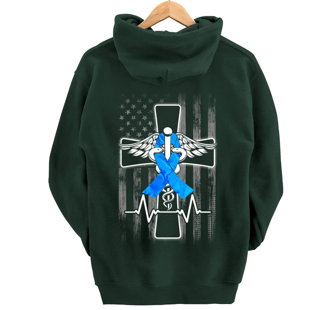 Nurse Diabetes Awareness Cross Flag RN CDN ER CNA Gifts Pullover Hoodie
